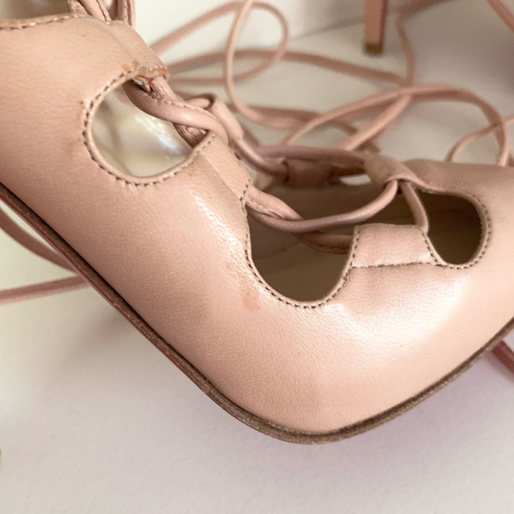 New Christian Louboutin nude Lace-Up Heels - Picture 15 of 16